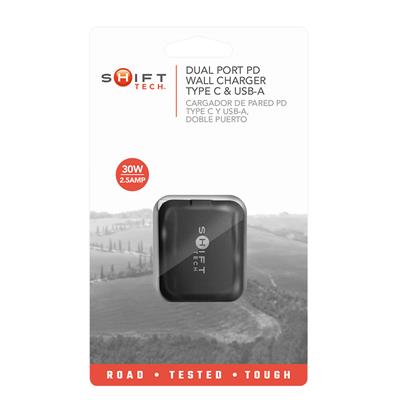 Shift Tech Dual Port 30W Type C and USB A Wall Charger