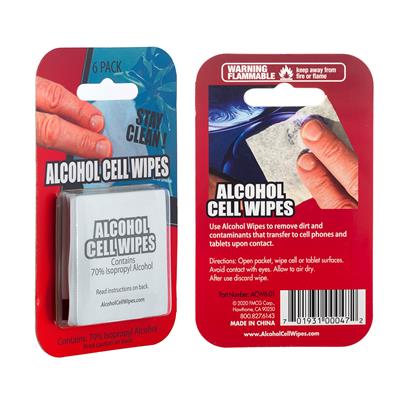 Alcohol Cell Wipes 6 piece - 16 Pack Display