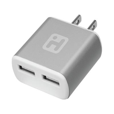 iHome 2.1A 2 Port Wall Charger - Silver