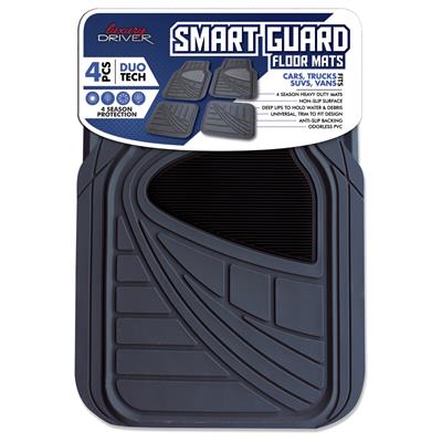 Duo Tech All Weather 4 Piece Car Mat with Black Heel Pad - Grey