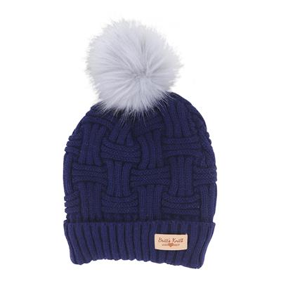 Lined knit hat With Pompom - Assorted Colors