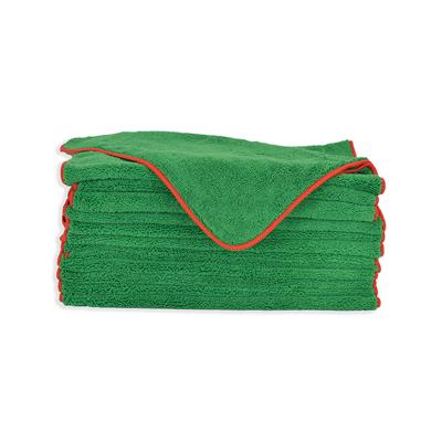 Elite Overlock Trim Microfiber Towel 16x24 Green/Red- 1 Dozen