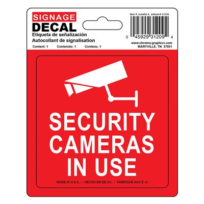 Safety Decal - Security Cameras In Use