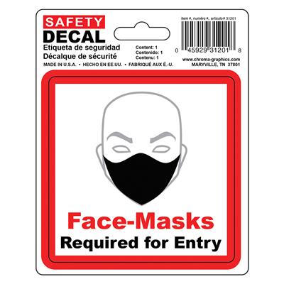 Safety Decal - Face Masks Required