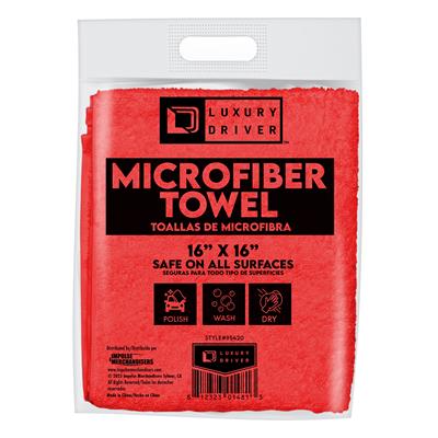 Luxury Driver 16"x16" Microfiber Dry Vending Towel - 100ct  - Red