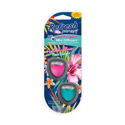 Refresh Your Car Mini Dual Scent Diffuser- Psychedelic Flower/ Neon Jungle