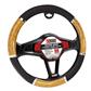 Luxury Driver Steering Wheel Cover - Wood Grip Tan and Black