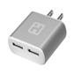 iHome 2.1A 2 Port Wall Charger - Silver